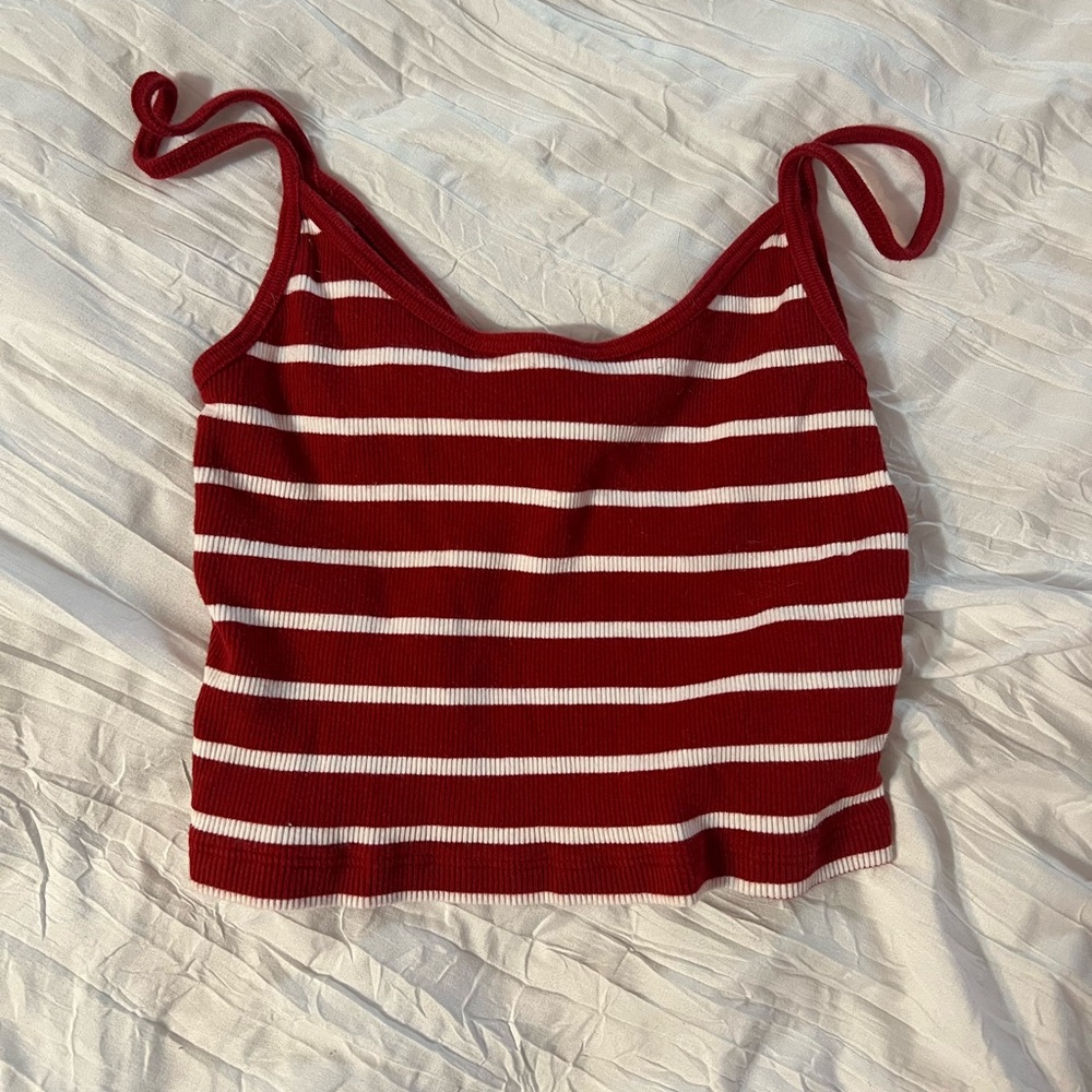 Red and White Crop top